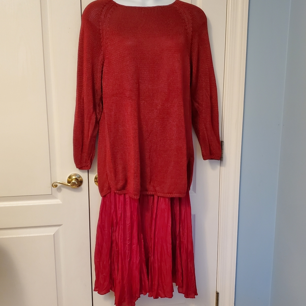 Vintage 90s The Limited Shiny Sweater and Crinkle Skirt Set